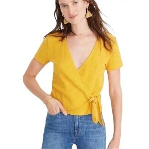 Texture & Thread Madewell Wrap‎ Tie Short Sleeve Top